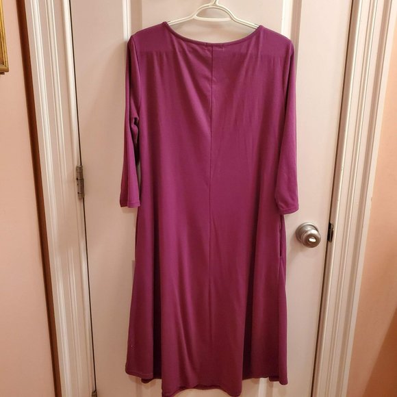 Missky Women's Midi Swing Dress, Purple M, Relaxed Pullover with Pockets - Picture 4 of 6